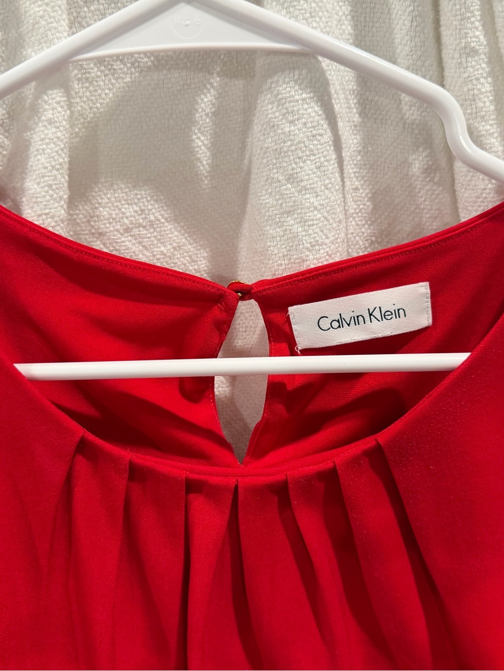 Calvin Klein Bold Red Pleated Neck Dress